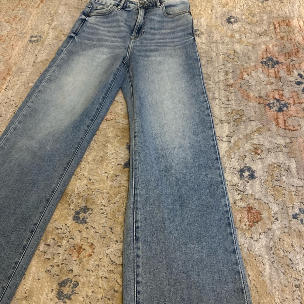 Hidden Los Angeles Jeans Womens 26 Raw Hem Stretch High Rise Light Wash Wide leg - Picture 2 of 13